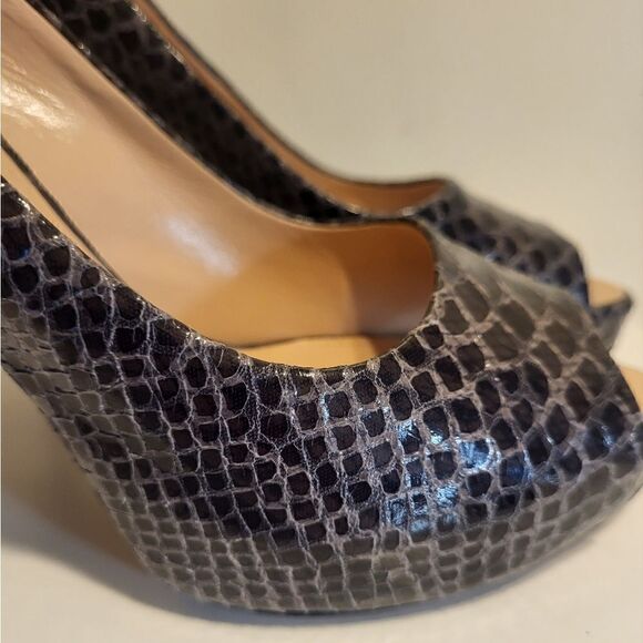 Giuseppe Zanotti Black/Gray Snakeskin Platform Peep Toe Pumps Sz.10/40 MSRP $995 - Picture 4 of 9